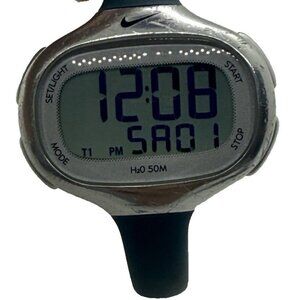 Nike Imara Run Athletic Watch WR0106 Light Blue Rubber Band Stainless Steel Case